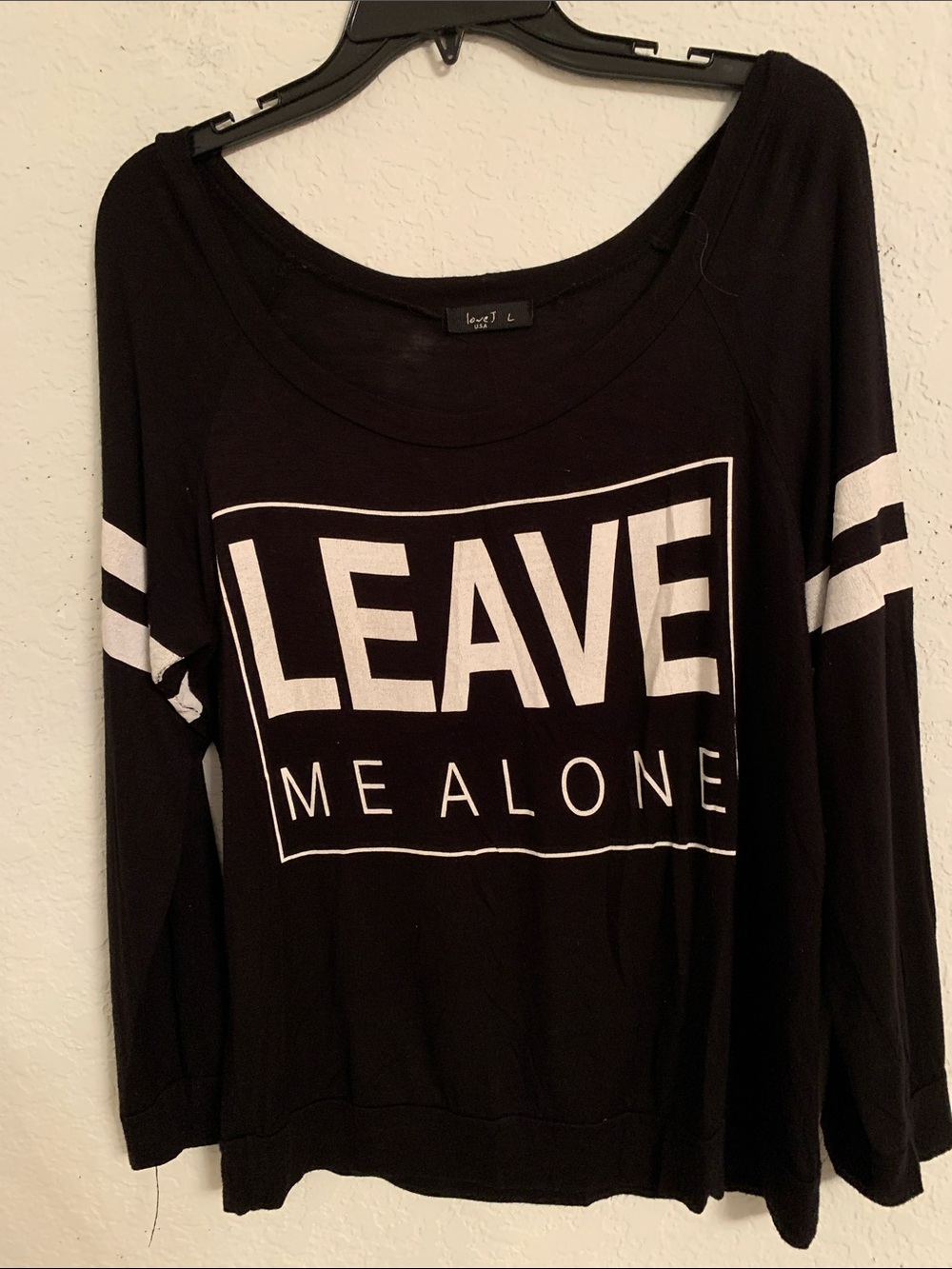 love J Black Casual Top with Ribbon Label Long Sleeve Size L